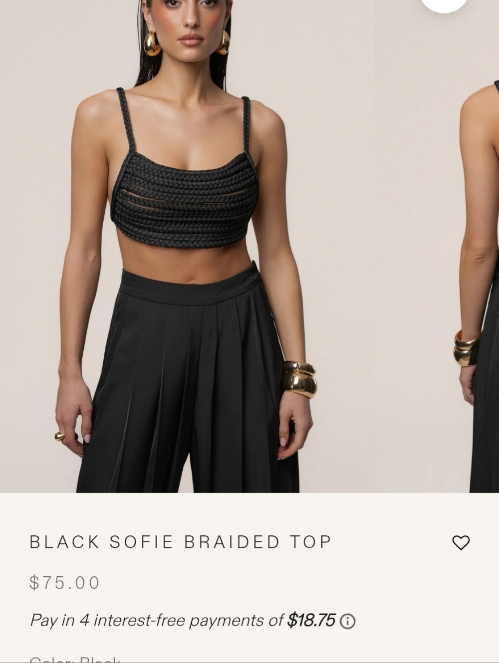 JLUXLABEL Black Braided Crop Top - Picture 6 of 6